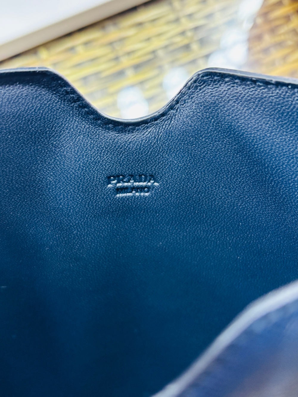 Prada Men’s Navy Saffiano Leather Document Sleeve IPad Portfolio Sleeve with box - Picture 7 of 8
